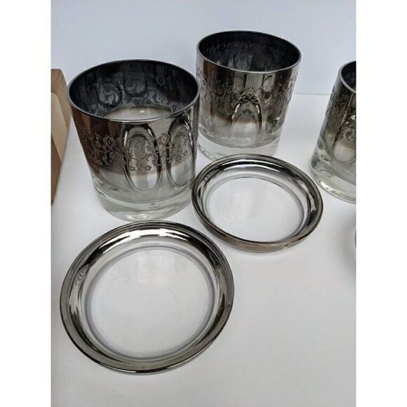 Queen's Lusterware vitreon Ice bucket rock/shot glass set, faded mercury silver - Picture 7 of 9